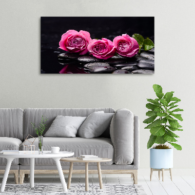 Fotocuadro en lienzo de alta calidad horizontal rosas rosadas