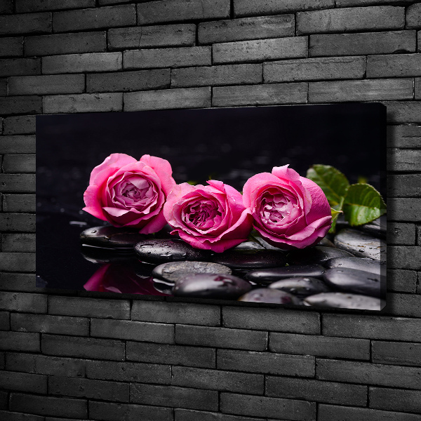 Fotocuadro en lienzo de alta calidad horizontal rosas rosadas