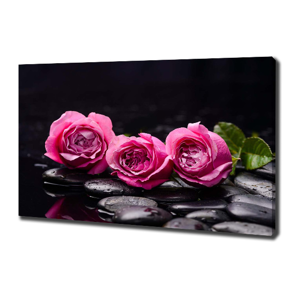 Fotocuadro en lienzo de alta calidad horizontal rosas rosadas