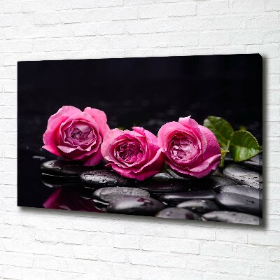 Fotocuadro en lienzo de alta calidad horizontal rosas rosadas