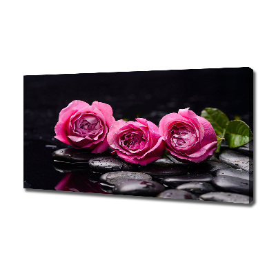 Fotocuadro en lienzo de alta calidad horizontal rosas rosadas