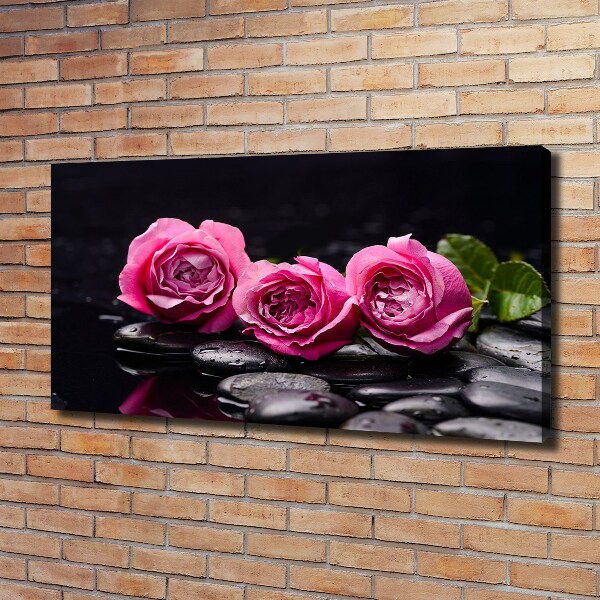 Fotocuadro en lienzo de alta calidad horizontal rosas rosadas