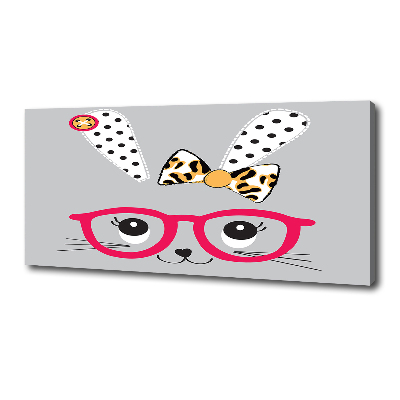 Cuadro canvas con impresión uv duradera horizontal Conejo con gafas