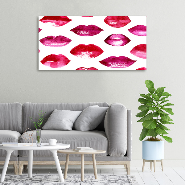 Cuadro canvas con impresión uv duradera horizontal labios rojos