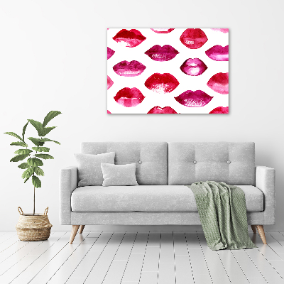 Cuadro canvas con impresión uv duradera horizontal labios rojos