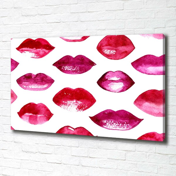 Cuadro canvas con impresión uv duradera horizontal labios rojos