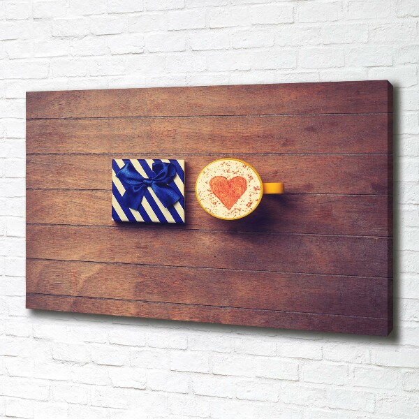Fotocuadro en lienzo de alta calidad horizontal Café y un regalo