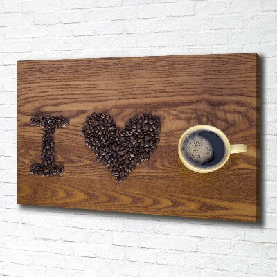 Cuadro canvas moderno de gran formato horizontal Me encanta el café