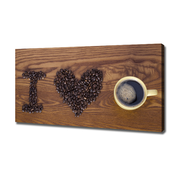 Cuadro canvas moderno de gran formato horizontal Me encanta el café