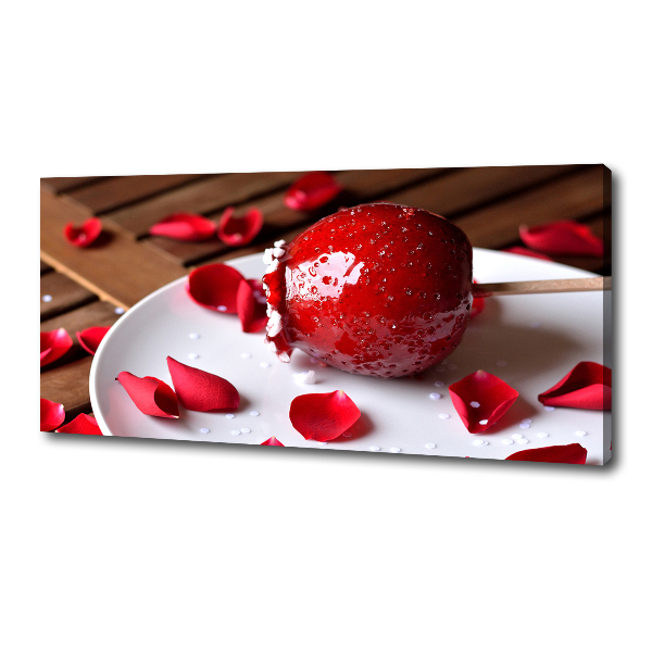 Fotocuadro en lienzo de alta calidad horizontal Manzana en un palito