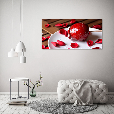 Fotocuadro en lienzo de alta calidad horizontal Manzana en un palito