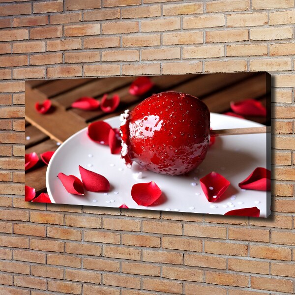 Fotocuadro en lienzo de alta calidad horizontal Manzana en un palito