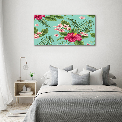 Fotocuadro en lienzo de alta calidad horizontal flores hawaianas