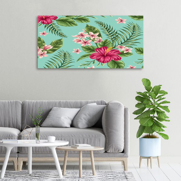 Fotocuadro en lienzo de alta calidad horizontal flores hawaianas