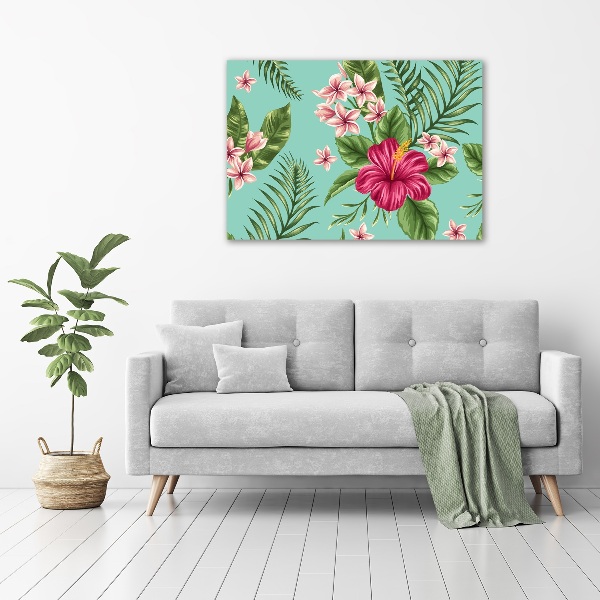 Fotocuadro en lienzo de alta calidad horizontal flores hawaianas