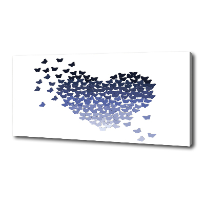 Cuadro canvas moderno de gran formato horizontal Corazón de mariposas