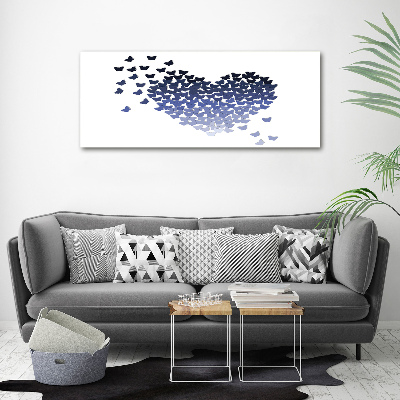 Cuadro canvas moderno de gran formato horizontal Corazón de mariposas