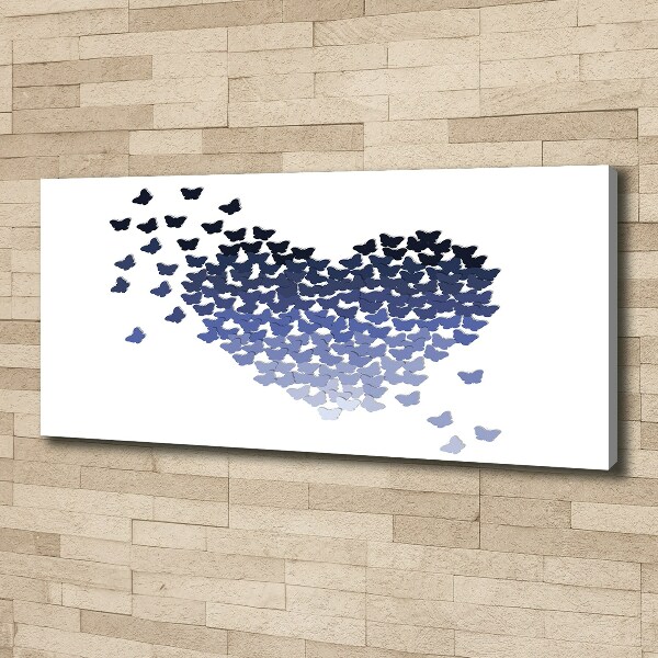 Cuadro canvas moderno de gran formato horizontal Corazón de mariposas