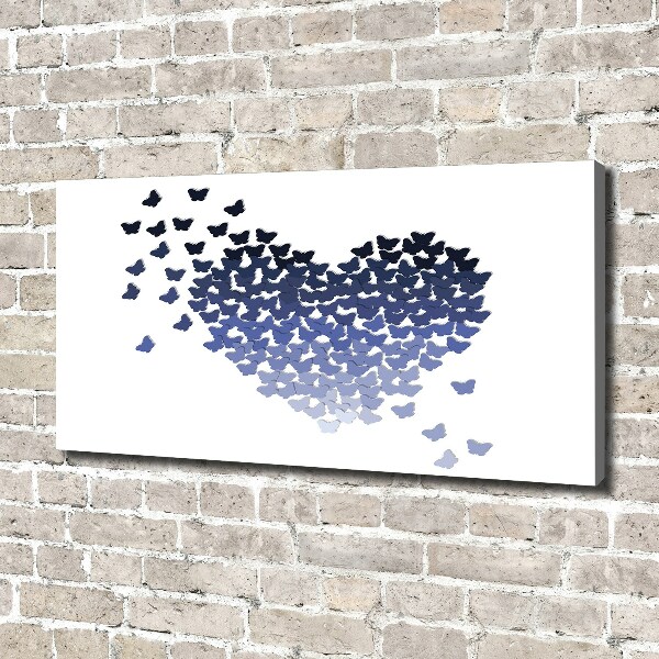Cuadro canvas moderno de gran formato horizontal Corazón de mariposas
