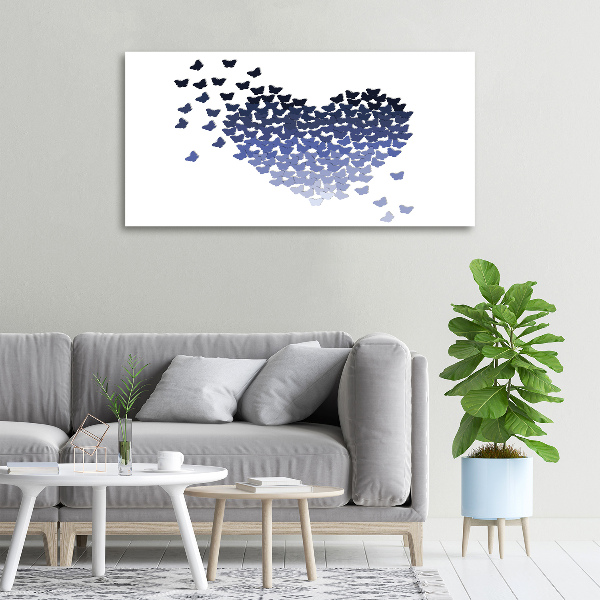 Cuadro canvas moderno de gran formato horizontal Corazón de mariposas