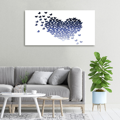 Cuadro canvas moderno de gran formato horizontal Corazón de mariposas