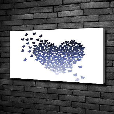 Cuadro canvas moderno de gran formato horizontal Corazón de mariposas