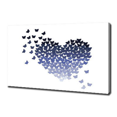 Cuadro canvas moderno de gran formato horizontal Corazón de mariposas