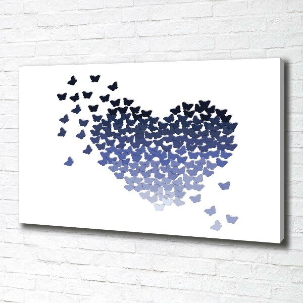 Cuadro canvas moderno de gran formato horizontal Corazón de mariposas