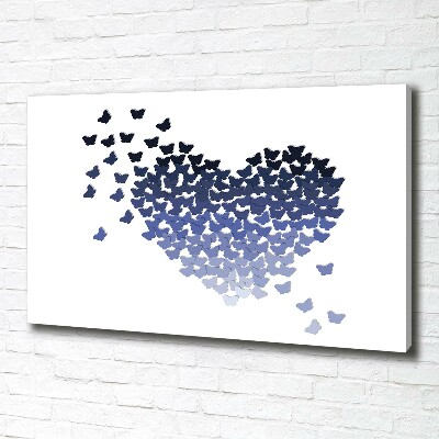 Cuadro canvas moderno de gran formato horizontal Corazón de mariposas