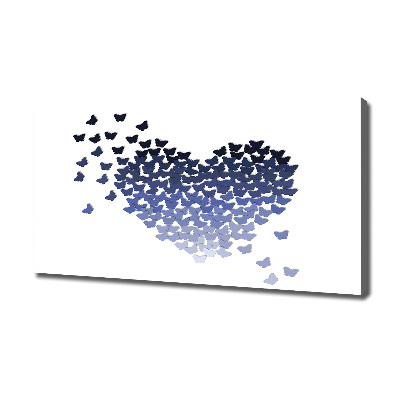 Cuadro canvas moderno de gran formato horizontal Corazón de mariposas