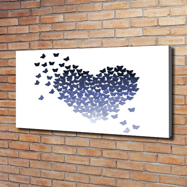 Cuadro canvas moderno de gran formato horizontal Corazón de mariposas