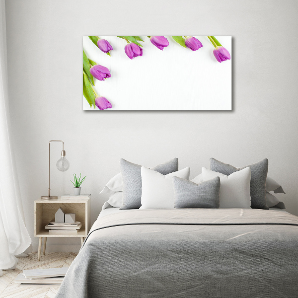 Cuadro canvas con impresión uv duradera horizontal tulipanes morados