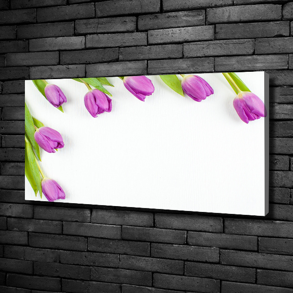 Cuadro canvas con impresión uv duradera horizontal tulipanes morados