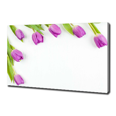 Cuadro canvas con impresión uv duradera horizontal tulipanes morados