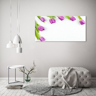 Cuadro canvas con impresión uv duradera horizontal tulipanes morados
