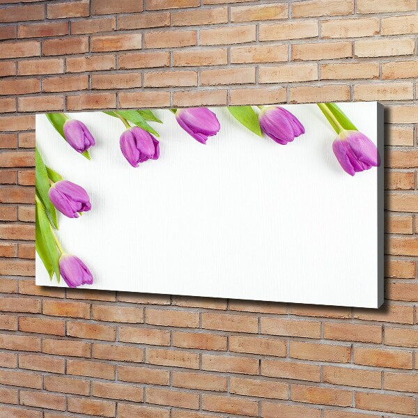 Cuadro canvas con impresión uv duradera horizontal tulipanes morados