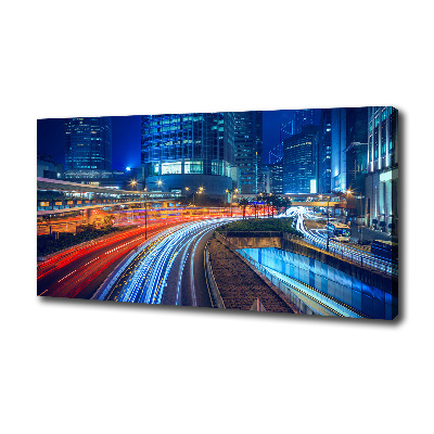 Cuadro canvas con impresión uv duradera horizontal Hong Kong de noche