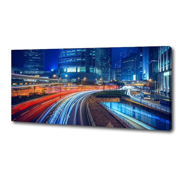 Cuadro canvas con impresión uv duradera horizontal Hong Kong de noche