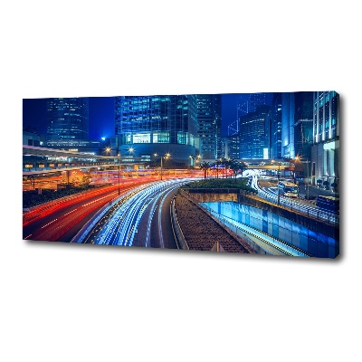 Cuadro canvas con impresión uv duradera horizontal Hong Kong de noche