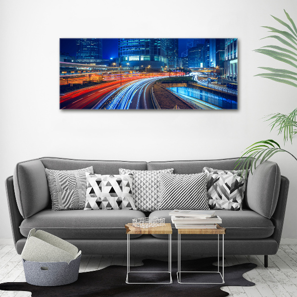Cuadro canvas con impresión uv duradera horizontal Hong Kong de noche