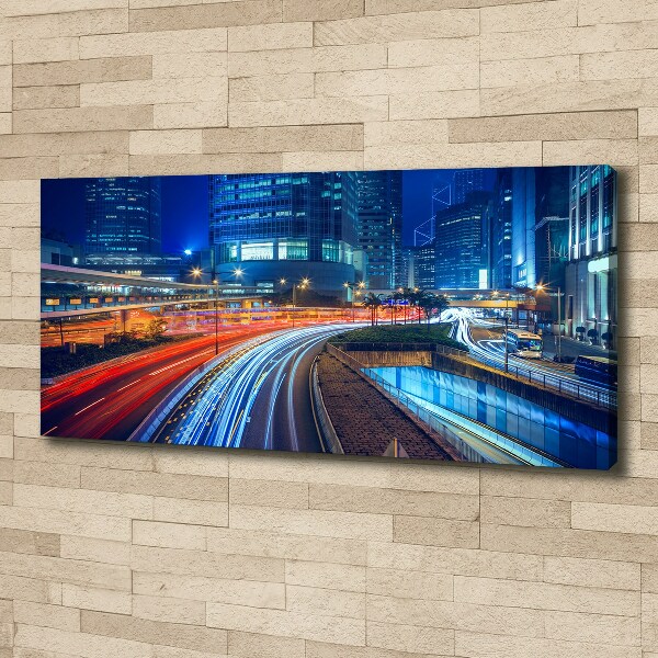 Cuadro canvas con impresión uv duradera horizontal Hong Kong de noche