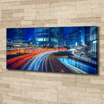 Cuadro canvas con impresión uv duradera horizontal Hong Kong de noche