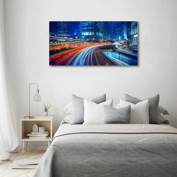 Cuadro canvas con impresión uv duradera horizontal Hong Kong de noche