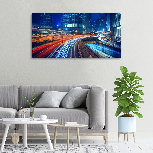 Cuadro canvas con impresión uv duradera horizontal Hong Kong de noche