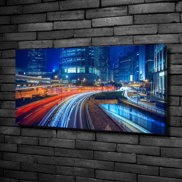 Cuadro canvas con impresión uv duradera horizontal Hong Kong de noche