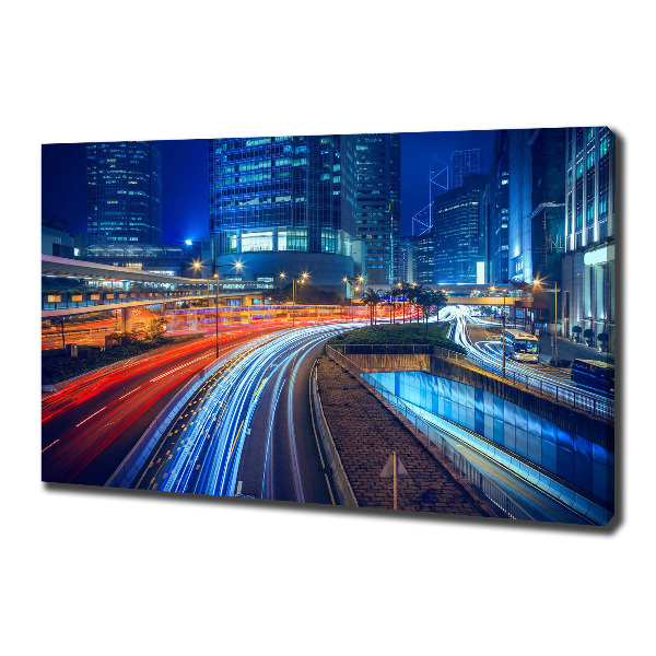 Cuadro canvas con impresión uv duradera horizontal Hong Kong de noche