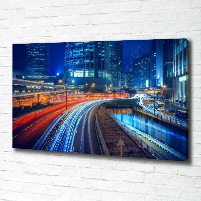 Cuadro canvas con impresión uv duradera horizontal Hong Kong de noche