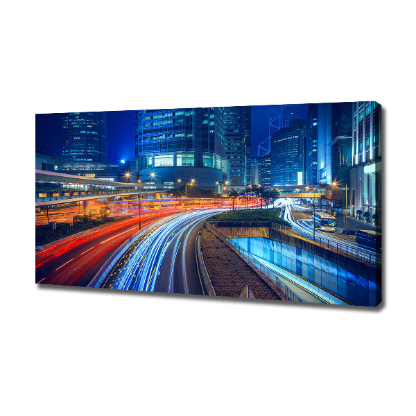 Cuadro canvas con impresión uv duradera horizontal Hong Kong de noche