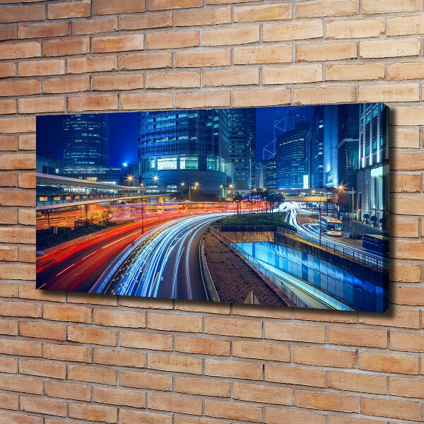 Cuadro canvas con impresión uv duradera horizontal Hong Kong de noche