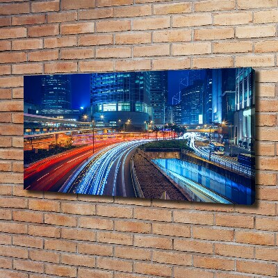 Cuadro canvas con impresión uv duradera horizontal Hong Kong de noche
